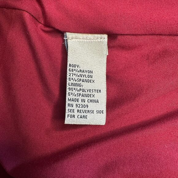 DG2 by Diane Gilman 2 Button Blazer Jacket Zippered Pockets Burgundy Size Medium - Picture 3 of 9